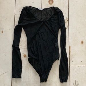 - Sheer Mesh Black Leotard S